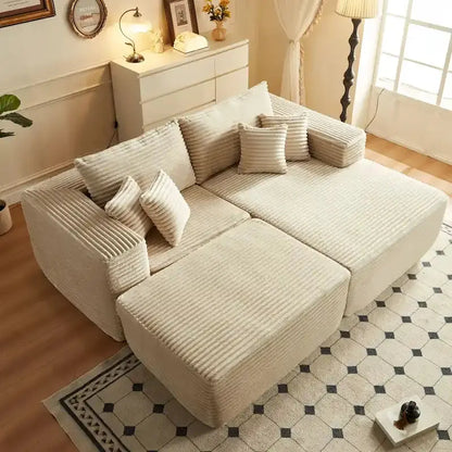 Hooowooo Plush L-Shaped Sectional Sofa  Modular Design with Detachable Ottoman