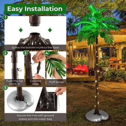 6-Foot Outdoor Lighted Tropical Palm Tree with 309 Energy-Efficient LED Lights