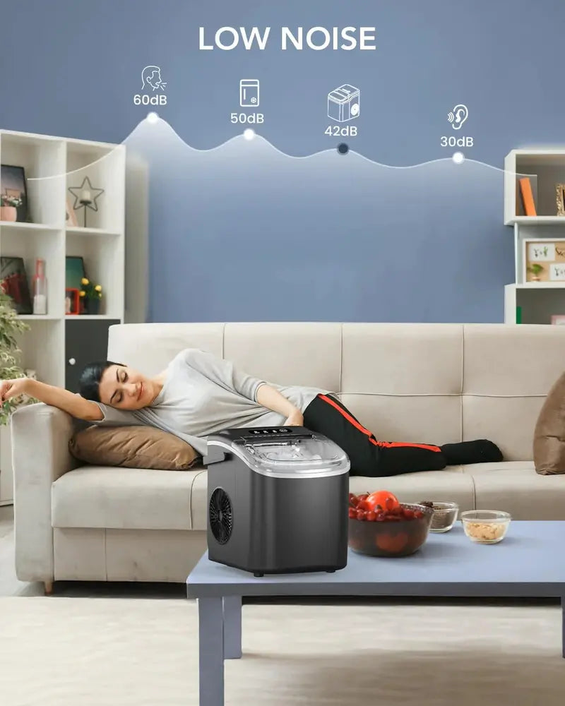Portable Countertop Ice Maker  26.6 lbs/Day Output, Self-Cleaning, Includes Scoop & Basket, Matte Black Finish