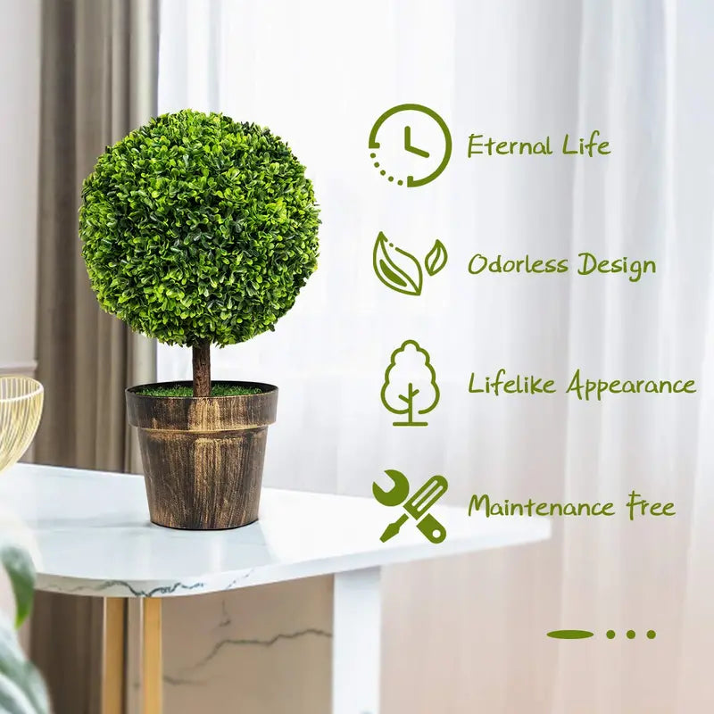 22-Inch Boxwood Ball Topiary  Compact Tabletop Artificial Tree for Modern Interiors