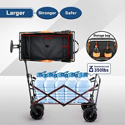 EchoSmile Heavy Duty 350 Lbs Capacity Collapsible Wagon with Big Wheels
