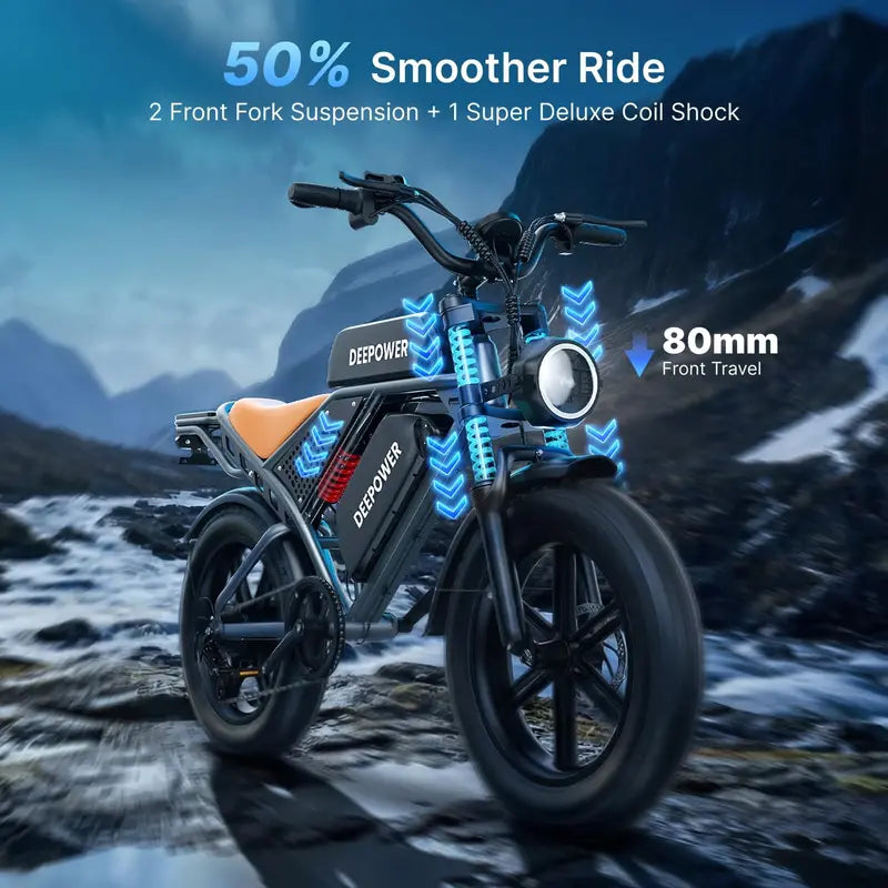 DEEPOWER QS7 High-Speed Electric Bike  1500W Peak, 32 MPH Top Velocity