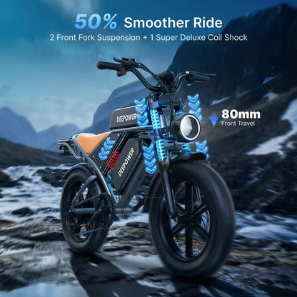 DEEPOWER QS7 High-Speed Electric Bike  1500W Peak, 32 MPH Top Velocity