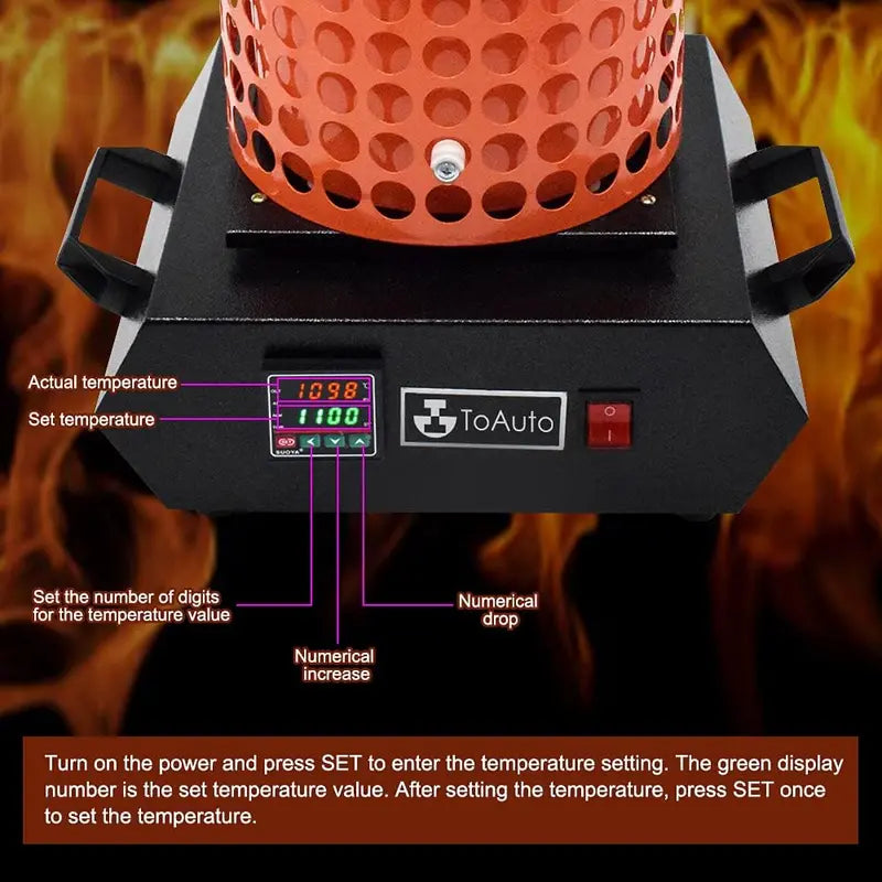 TOAUTO TGF3000-V1.1 Gold Melting Furnace  13 kg Capacity, 1400W, 2100°F Max Temperature