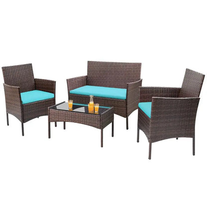 Homall 4-Piece Outdoor Patio Chair Set  Synthetic Rattan Wicker Seating with Powder-Coated Frames