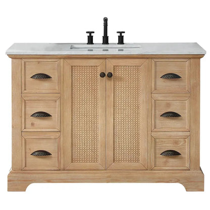 Hervas Bathroom Vanity with Natural Marble Countertop  Mirror Not Included