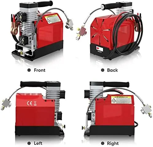 CS2 Portable PCP Air Compressor  4500 PSI Oil-Free Unit with Dual Power Input (12V DC / 110V AC) & Moisture-Oil Separator