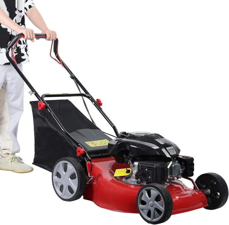 Self-Propelled Gas Lawn Mower  20-Inch Deck, 141cc 4-Stroke Engine, 50L Grass Bag &amp; Rear-Wheel Drive