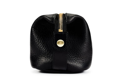 Leather Wash Bag / Dopp Kit - Black