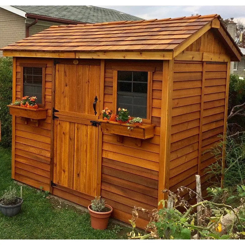 Cabana 9′ x 6′ Wooden Storage Shed  Compact Garden Storage Solution with Sloped Roof