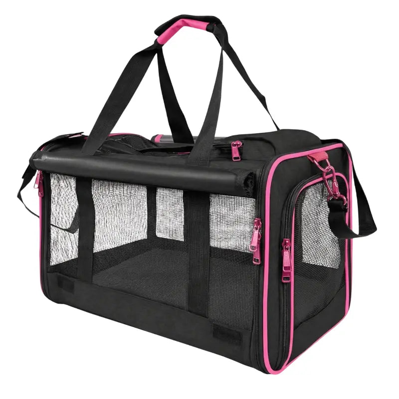 Lightweight Soft-Sided Pet Carrier with 360° Ventilation, Top + Side Access, and Sturdy Handles