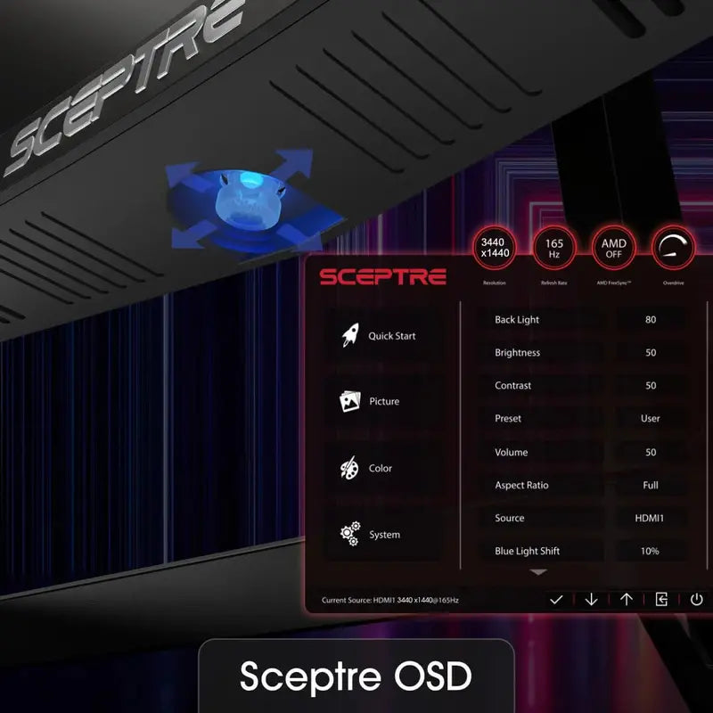 Sceptre 34″ WQHD Curved Ultrawide Monitor  165Hz Refresh Rate