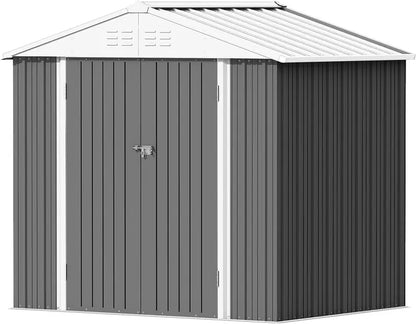 Devoko 5′ x 3′ Corrosion-Resistant Garden Shed  Lockable Steel Outdoor Storage House with Single Secure Door