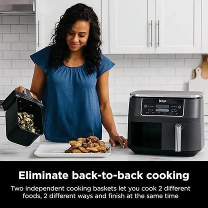 Ninja Foodi DZ201 DualZone Air Fryer  8-Quart 6-in-1 with Independent Baskets & Smart Finish Technology