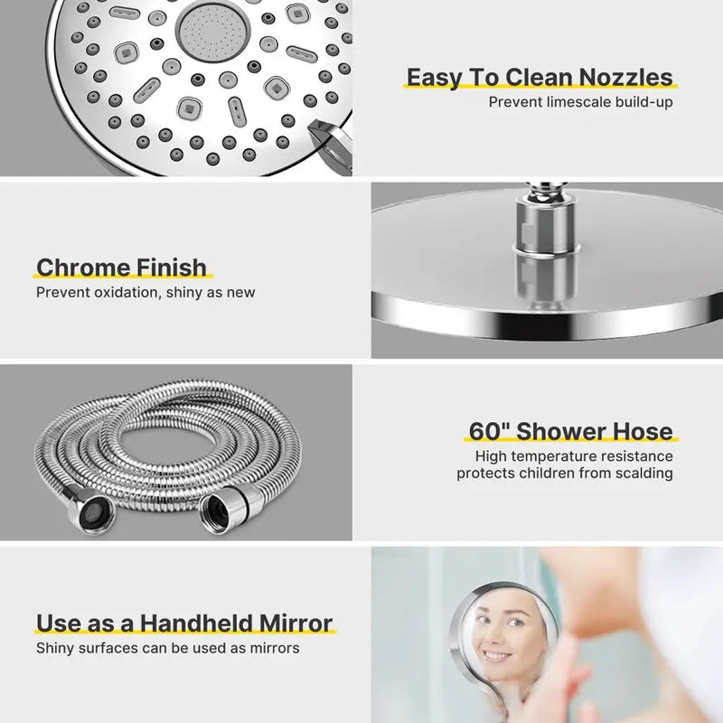 Ambicasa Luxury Dual Showerhead Combo, 10  Rainfall Shower Head   5  Handheld High Pressure Shower Head