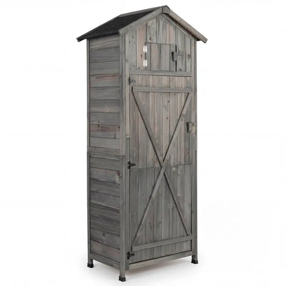 Lockable Wooden Outdoor Storage Shed  Garden Cabinet with Secure Doors