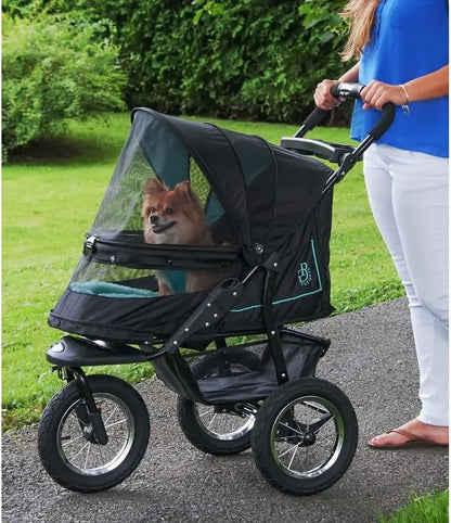 Pet Gear No-Zip NV Pet Stroller for Cats/Dogs, Zipperless Entry, One-Hand Fold, Gel Tires, Plush Pad, Weather Cover, Skyline