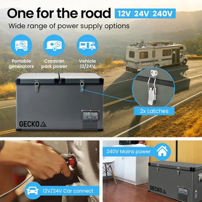 Gecko 75L Dual-Zone Portable Fridge Freezer  SECOP Compressor for Vehicles, Campers & Off-Grid Use