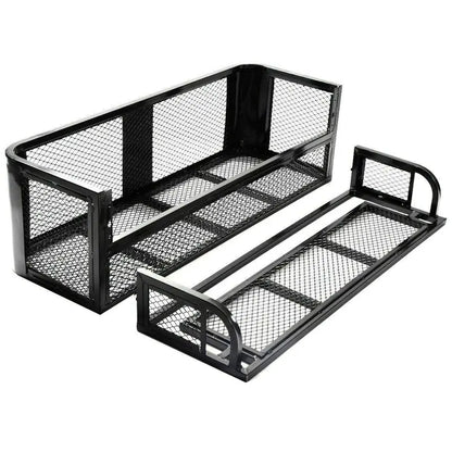 ATV/UTV Rear Drop Cargo Basket  Heavy-Duty Universal Steel Mesh Carrier (Black)
