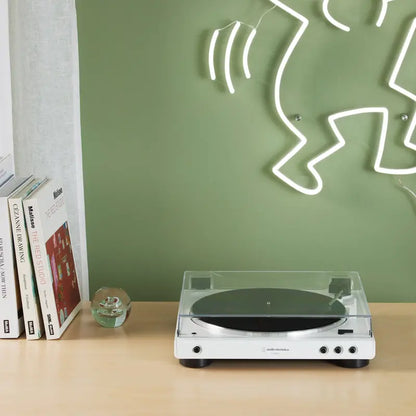 Audio-Technica AT-LP60XBT Wireless Bluetooth Turntable  White Wood Finish