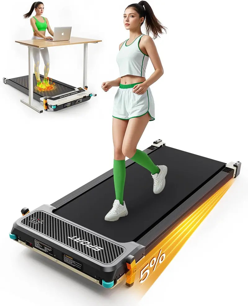 Akluer Compact Under-Desk Treadmill  2.5 HP Inclined Walking Pad with Remote, LED Display & Space-Saving Design