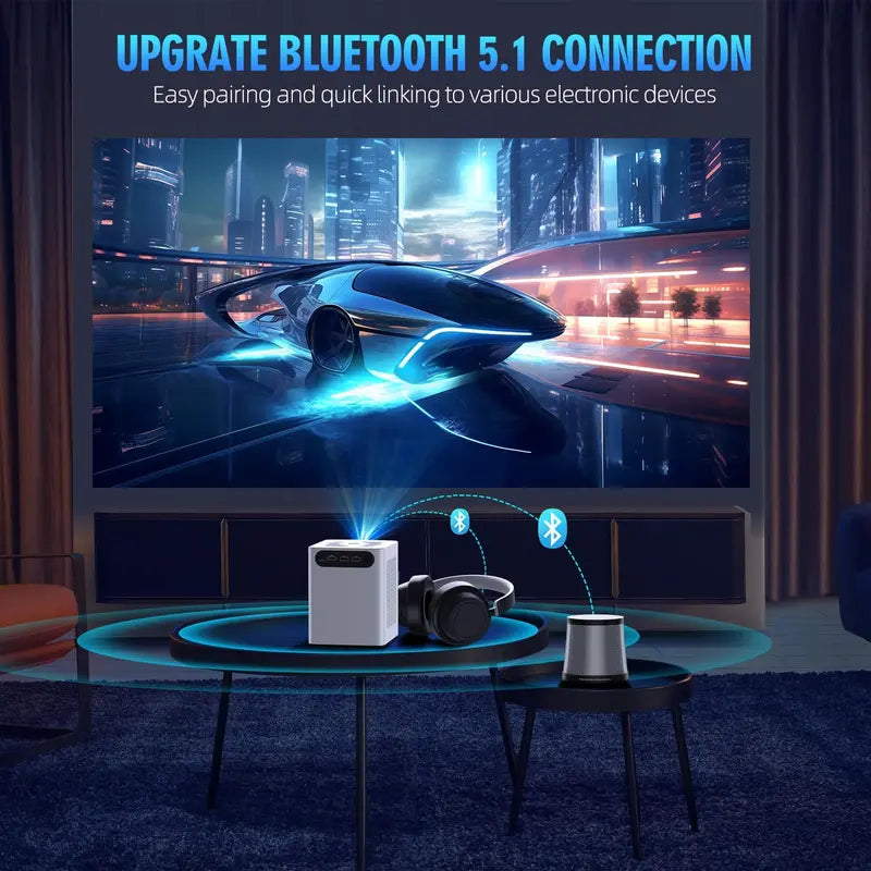 Wireless Projector with Built-in WiFi & Bluetooth Connectivity