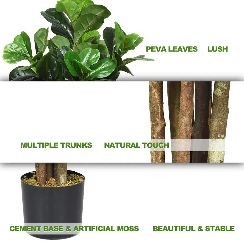 Lifelike Fiddle Leaf Fig Tree  Premium Fake Indoor Greenery Plant