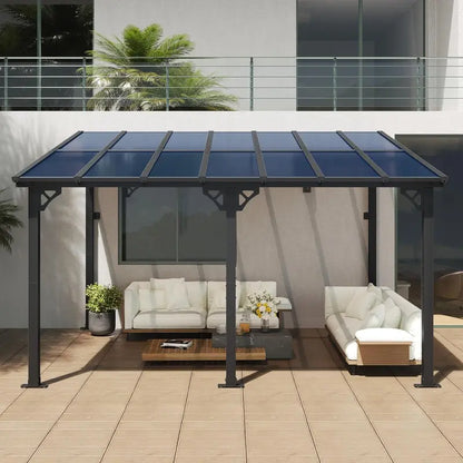 10′ x 14′ Outdoor Gazebo — Sloped Roof Pergola Style with Wall-Mounted Options for Patio or Deck