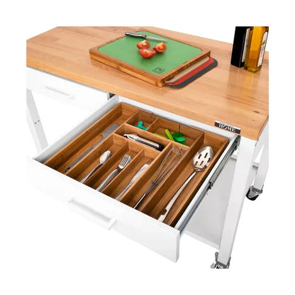 Seville Classics HOME Work Center Island Table  48¡å White Solid Wood Top