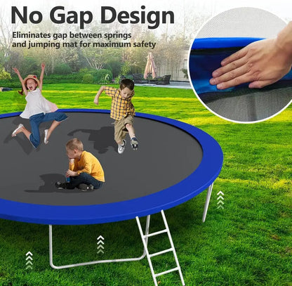 16-Foot Upgraded Trampoline with Enclosure Net and Adjustable Basketball Hoop