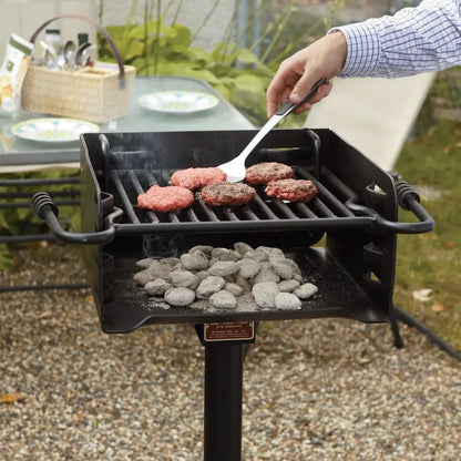 Pilot Rock Park-Style Steel Outdoor Charcoal BBQ Grill with Mounting Post  Black