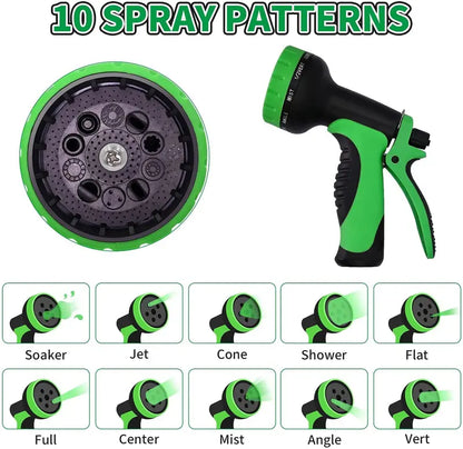 50 FT Flexible and Expandable Garden Hose  Strongest Triple Latex Core with 3/4″ Solid Brass Fittings and 8 Function Spray Nozzle, Easy Storage Kink Free Water Hose