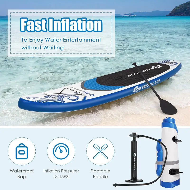 10.5- or 11-Foot Inflatable SUP  6.5-Inch Thick Stand-Up Paddle Board with Carry Bag