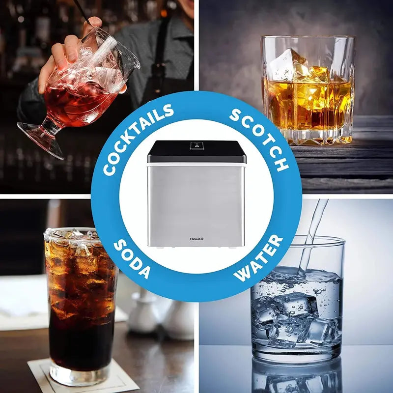 NewAir Stainless Steel Clear Ice Maker  40 lbs/Day Portable Countertop Unit