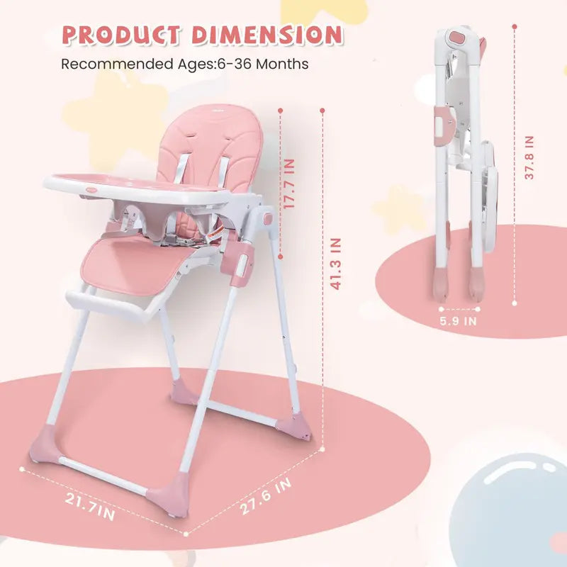 SEJOY Portable Folding Highchair for Babies   Toddlers with Adjustable Height