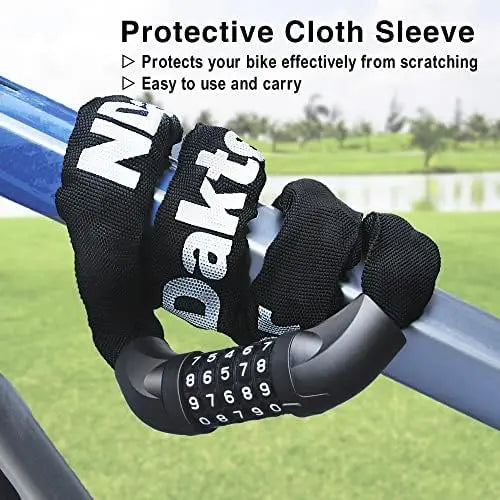 NDakter 5-Digit Combination Heavy Duty Bike Chain Lock  3.2/4.27 Feet Long, Resettable Anti-Theft Security Lock for Bikes, Scooters, Motorcycles, Doors, Gates, Fences