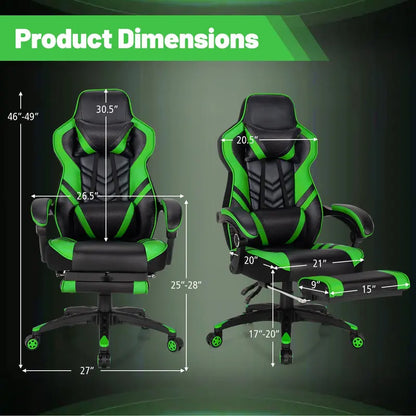 Ergonomic Gaming Chair with Built-In Footrest and Customizable Lumbar Support