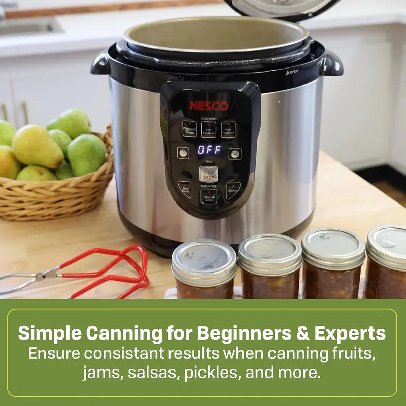 Nesco NPC-9 Electric Pressure Canner & Cooker  9.5 Qt Stainless Steel Smart Canning System