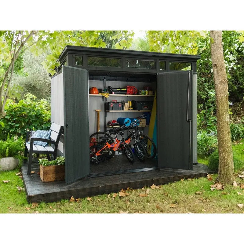 Artisan 9 ft × 7.5 ft Plastic Storage Shed  Durable Resin Construction