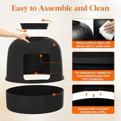 Lifewit Hidden Litter Box with Faux Plant & Scoop | Odor Control & Carbon Filter | Black | Living Room/Bathroom Friendly