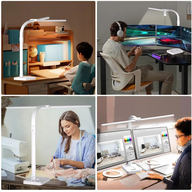 Dual-Head Architect LED Desk Lamp  24W, Flexible Gooseneck, 5 Brightness Settings