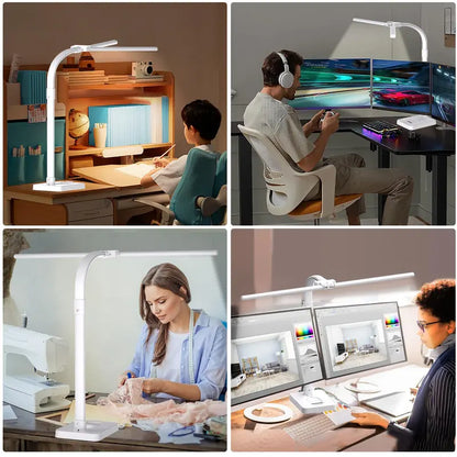 Dual-Head Architect LED Desk Lamp  24W, Flexible Gooseneck, 5 Brightness Settings
