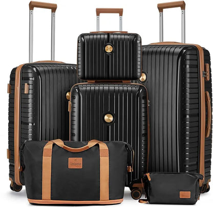 Lightweight 5-Piece PP Hardshell Carry-On Luggage Set  Dual Spinner Wheels & TSA Lock Travel Suitcases
