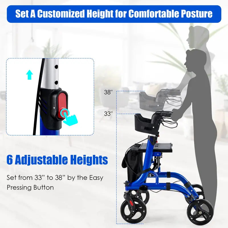 Senior-Friendly Rollator Walker  Convertible 2-in-1 Design with Resting Seat