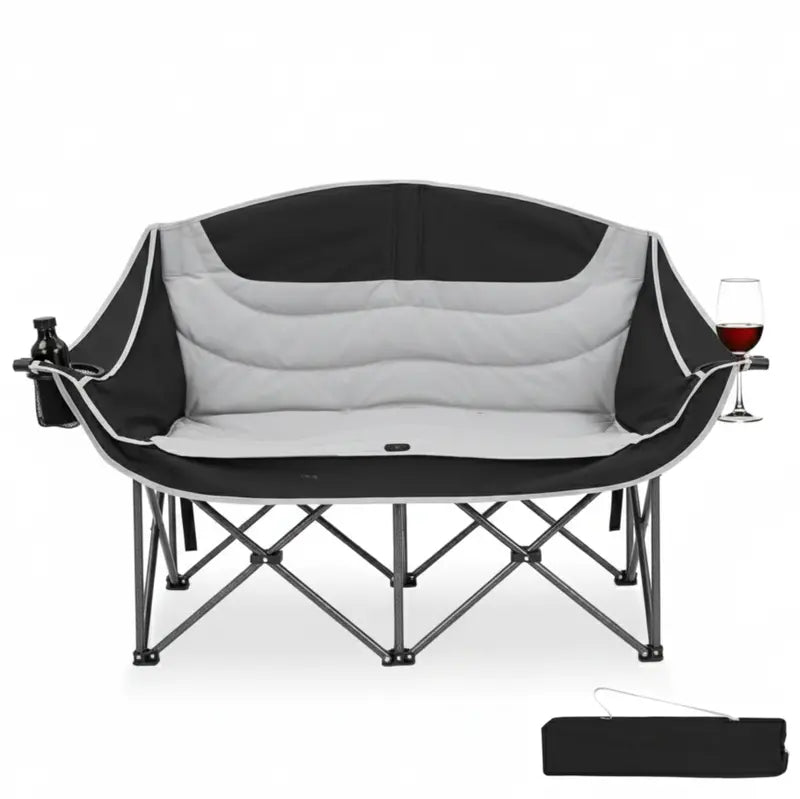 Compact Folding Outdoor Loveseat Chair  Padded Dual-Seater for Camping or Patios