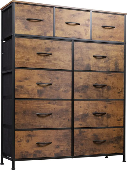 11-Bin Tall Fabric Storage Tower  Steel-Frame Organizer Unit with Stackable Drawers & Soft Bins