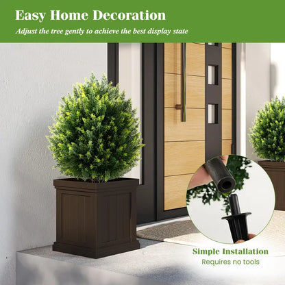 2-Pack Faux Cedar Shrubs with Ground Spikes  Outdoor-Ready Artificial Plants