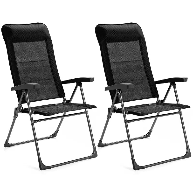 Lightweight Folding Sling Patio Chair with Integrated Headrest Support