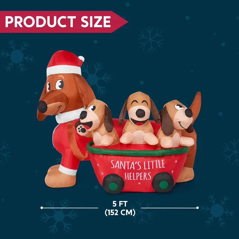 Joiedomi Syncfun 5FT LED Inflatable Dachshund Dog Christmas Yard Decoration