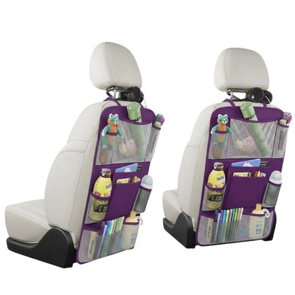 Dual-Pack Car Backseat Organizer with 10-Inch Tablet Holder and Multiple Compartments